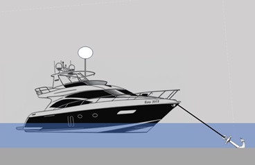 Illustratie van een schip met ankerlicht